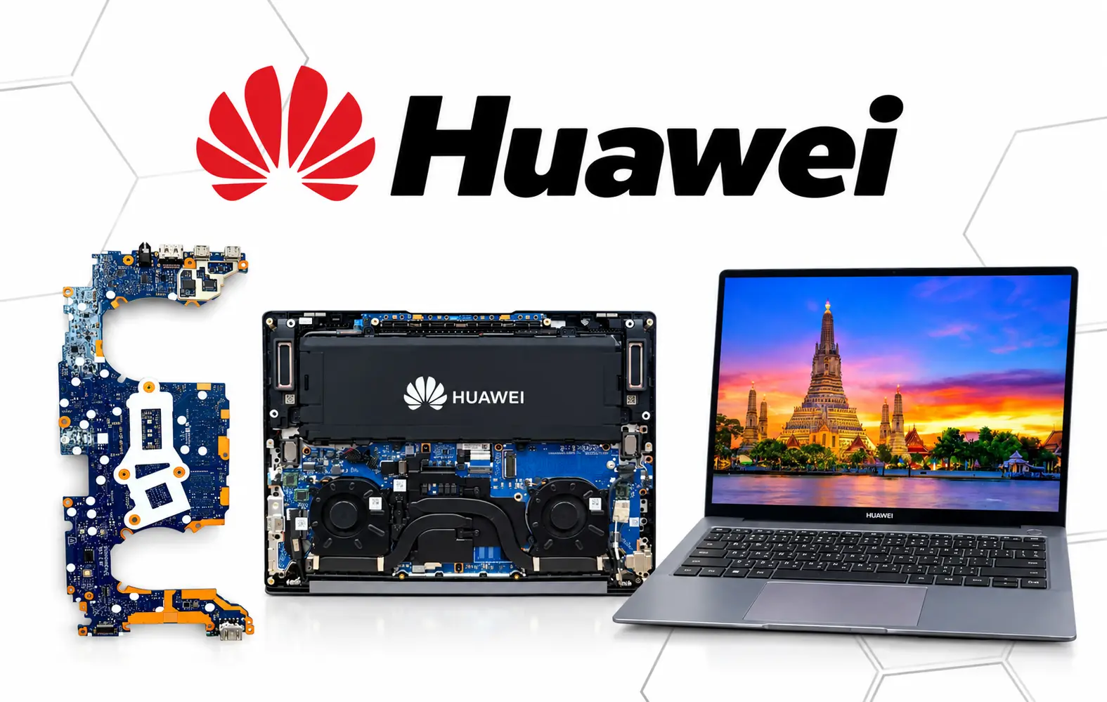 รับซ่อม Huawei MateBook บอร์ดช็อต เปิดไม่ติด แบตบวม